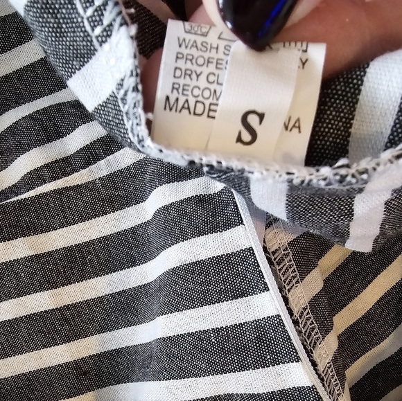 Striped Halter Neck Jumpsuit Grey And White Size Small Tie Waist - Picture 4 of 5